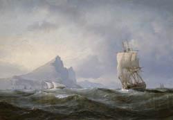 Anton Melbye Sailing ship off Gibraltar Norge oil painting art
